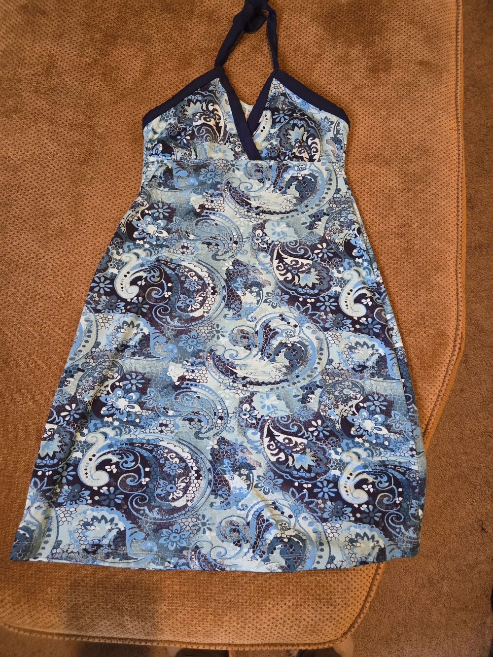 TITLE NINE sz Small Blue Paisley Halter Summer Dress
